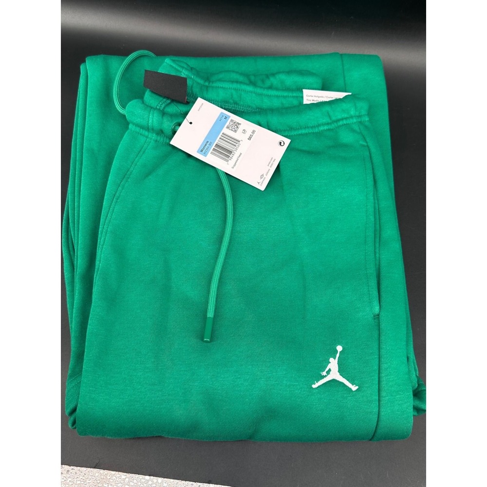 Jordan Brooklyn Fleece Loose Fit Mid Rise Pants Lucky Green Womens M Nike
